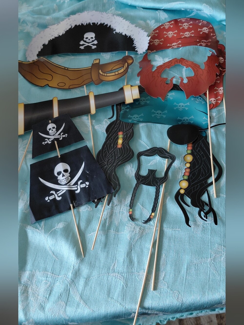 Pirate Party Photo Props Kit - Black, Red, Brown